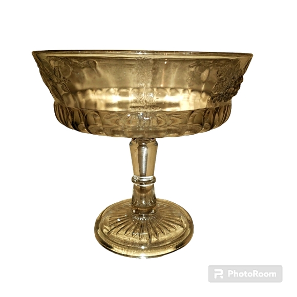 Vintage EAPG Dallzell, Gilmore & Leighton Glass 3D Fruit Cornucopia Compote - Picture 4 of 12